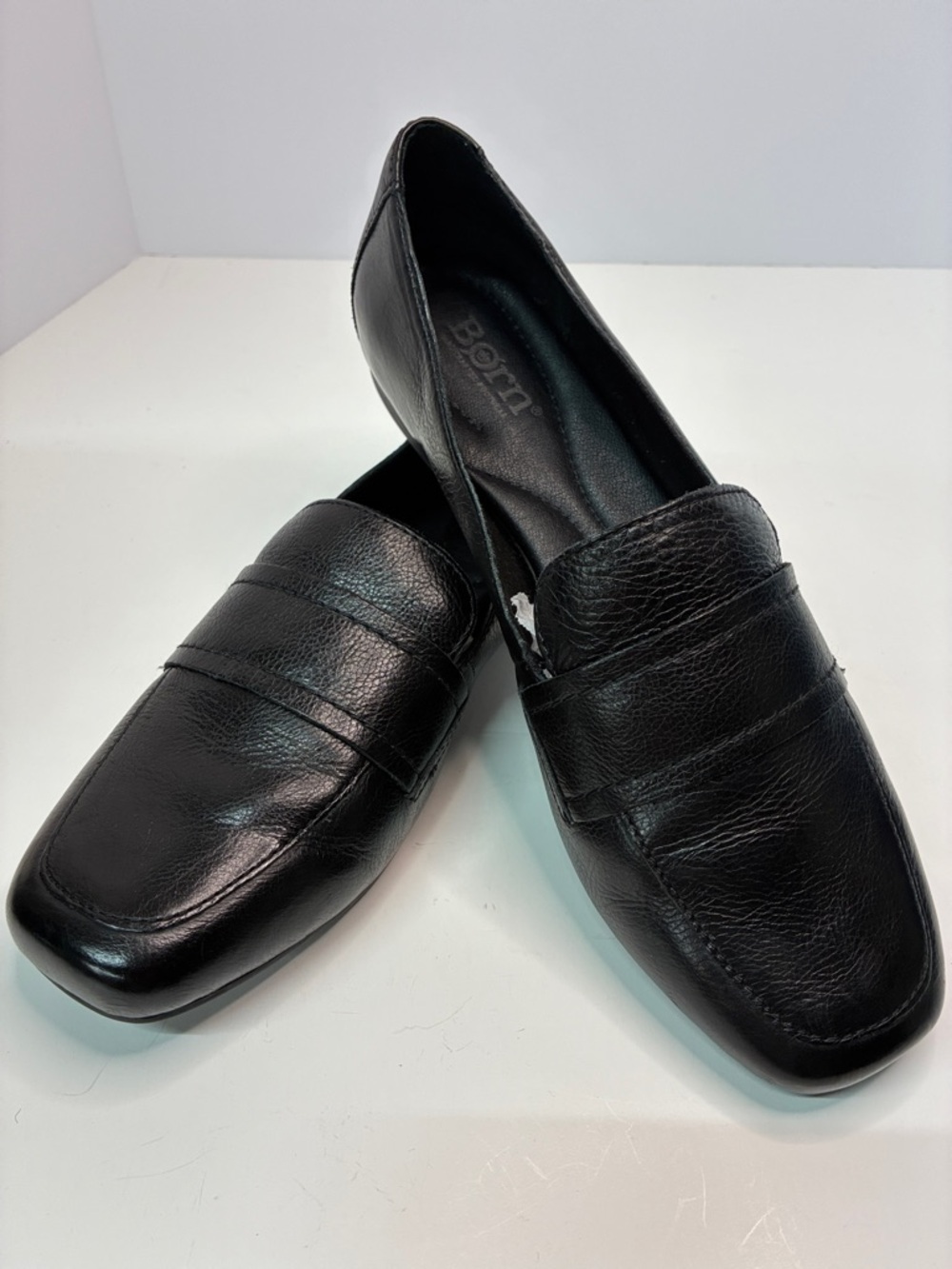 Born Black Leather Slip-On Loafers